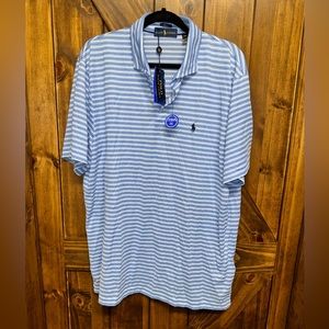 NEW! Ralph Lauren, Golf Polo, RLX, XL, blue white stripes
